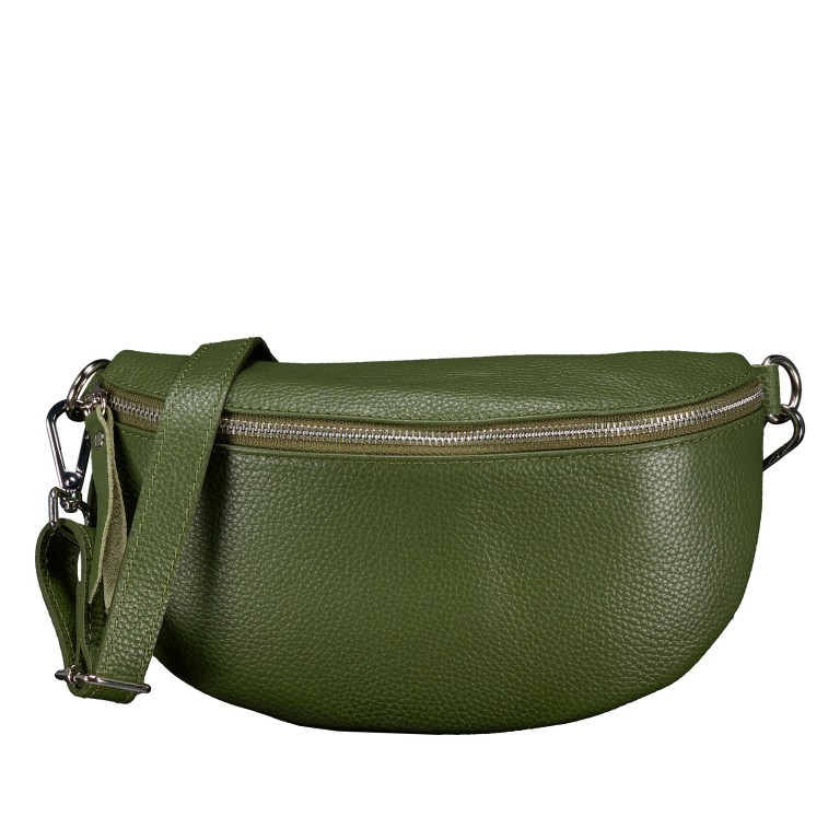 Gürteltasche mit Silberfittings Oliv, Farbe: grün/oliv, Marke: Hausfelder Manufaktur, EAN: 4065646022034, Abmessungen in cm: 25x14x8, Bild 1 von 6