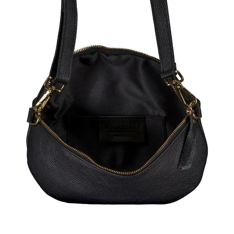 Gürteltasche / Umhängetasche mit Goldfittings Schwarz, Farbe: schwarz, Marke: Hausfelder Manufaktur, EAN: 4065646022041, Abmessungen in cm: 25x14x8, Bild 6 von 6