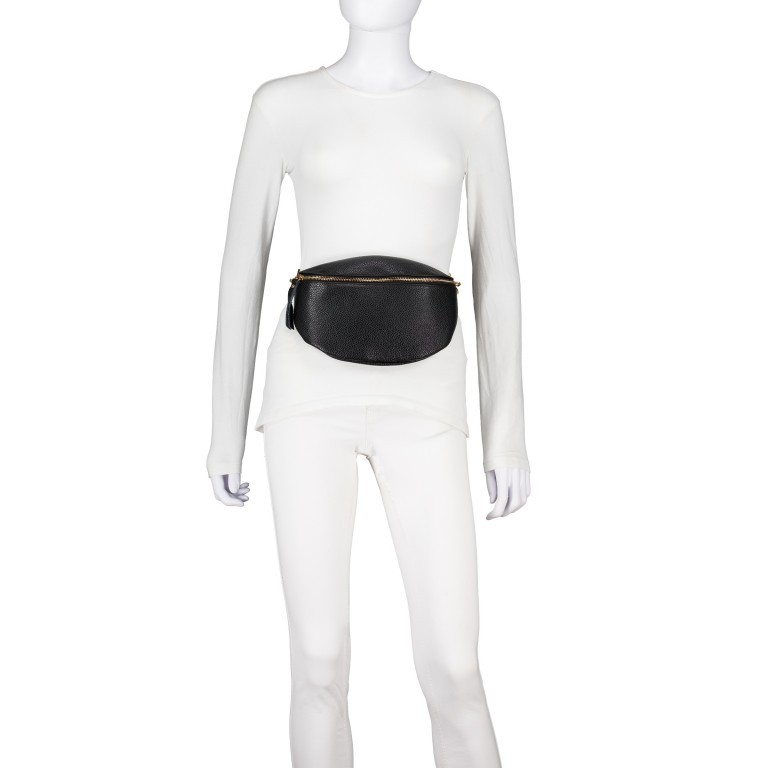 Gürteltasche / Umhängetasche mit Goldfittings Schwarz, Farbe: schwarz, Marke: Hausfelder Manufaktur, EAN: 4065646022041, Abmessungen in cm: 25x14x8, Bild 4 von 6