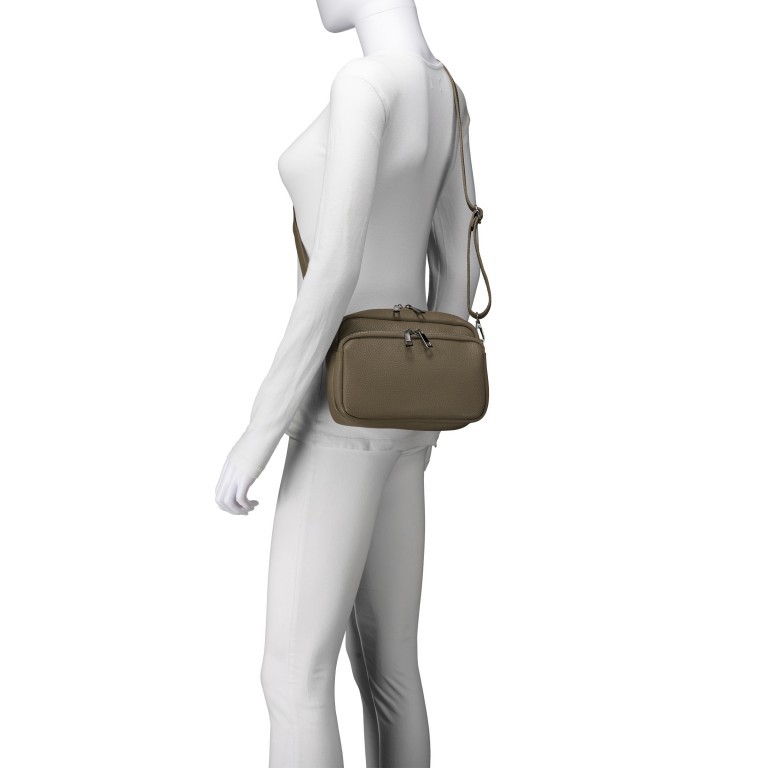 Umhängetasche Taupe, Farbe: taupe/khaki, Marke: Hausfelder Manufaktur, EAN: 4065646022119, Abmessungen in cm: 22x16x6.5, Bild 5 von 6