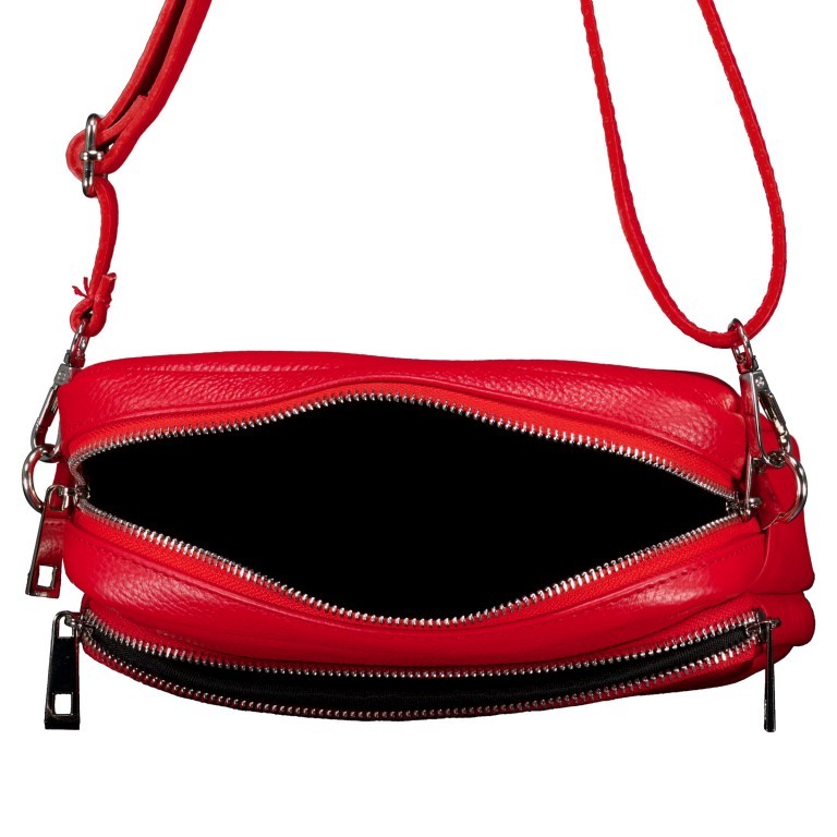 Umhängetasche Rot, Farbe: rot/weinrot, Marke: Hausfelder Manufaktur, EAN: 4065646022133, Abmessungen in cm: 22x16x6.5, Bild 6 von 6