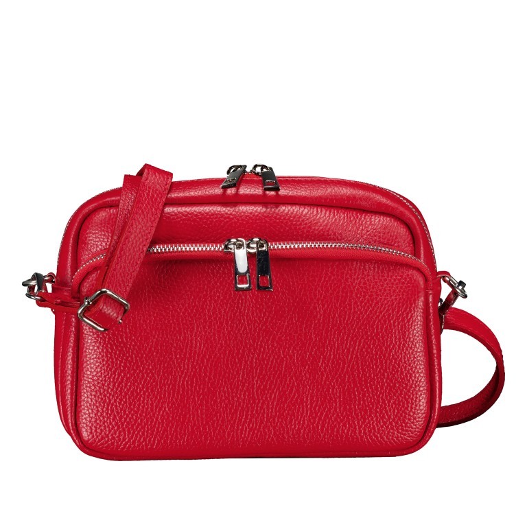 Umhängetasche Rot, Farbe: rot/weinrot, Marke: Hausfelder Manufaktur, EAN: 4065646022133, Abmessungen in cm: 22x16x6.5, Bild 1 von 6