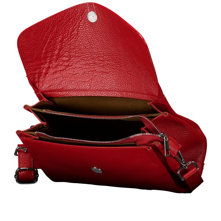 Umhängetasche Rot, Farbe: rot/weinrot, Marke: Hausfelder Manufaktur, EAN: 4065646022249, Abmessungen in cm: 27x16.5x10.5, Bild 8 von 8
