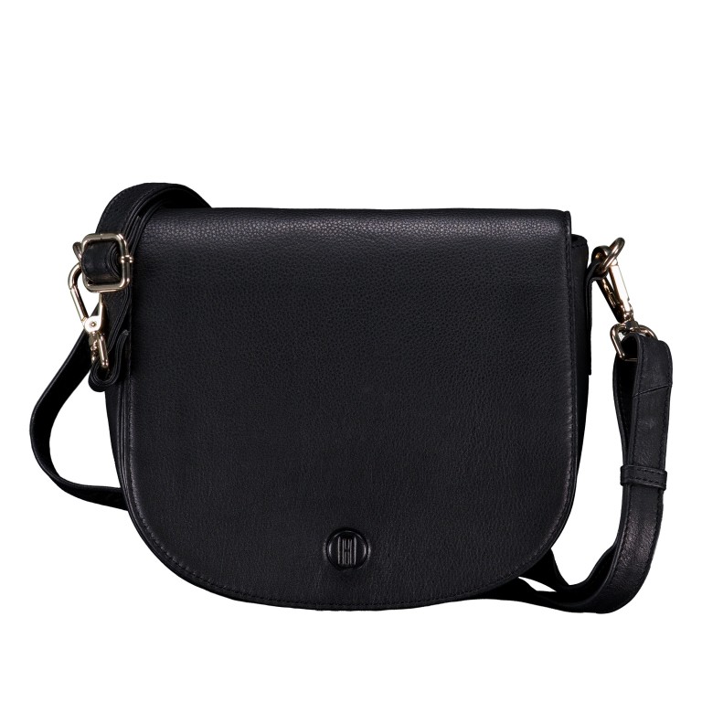 Satteltasche Nappa mit Goldfittings Schwarz, Farbe: schwarz, Marke: Hausfelder Manufaktur, EAN: 4065646020566, Abmessungen in cm: 20.5x18x7.5, Bild 1 von 6