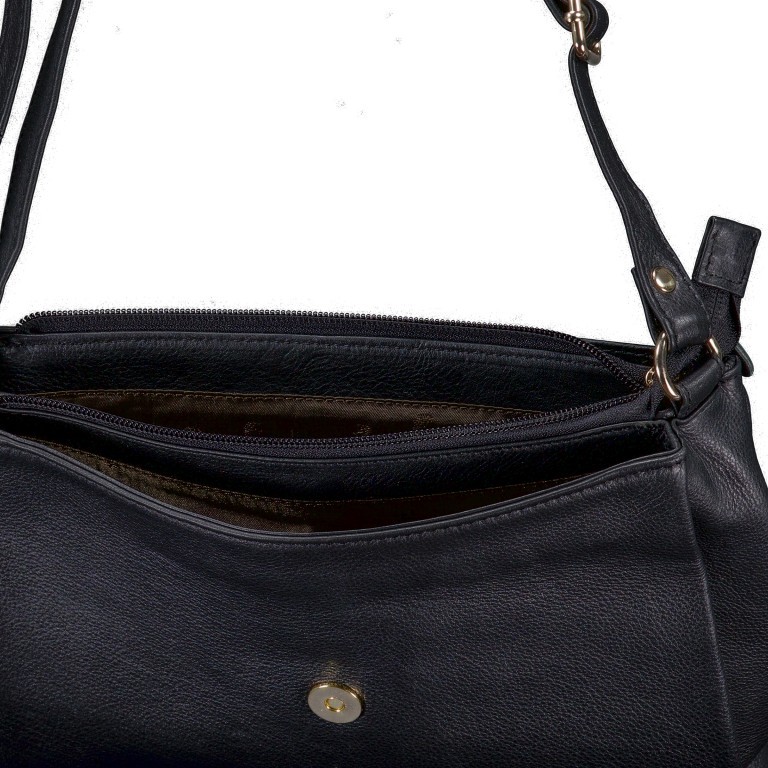 Umhängetasche Nappa mit Goldfittings Black, Farbe: schwarz, Marke: Hausfelder Manufaktur, EAN: 4065646020580, Abmessungen in cm: 26.5x24x6, Bild 6 von 6