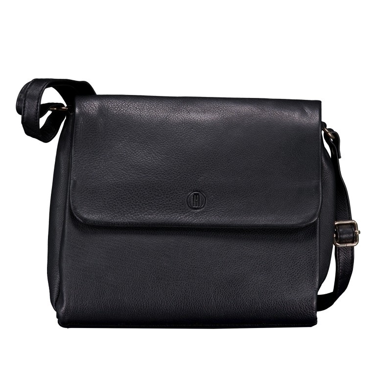 Umhängetasche Nappa mit Goldfittings Black, Farbe: schwarz, Marke: Hausfelder Manufaktur, EAN: 4065646020580, Abmessungen in cm: 26.5x24x6, Bild 1 von 6