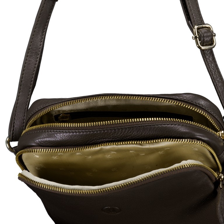 Umhängetasche Nappa Camera Bag mit Goldfittings Dunkelbraun, Farbe: braun, Marke: Hausfelder Manufaktur, EAN: 4065646020634, Abmessungen in cm: 22x17.5x5.5, Bild 6 von 6