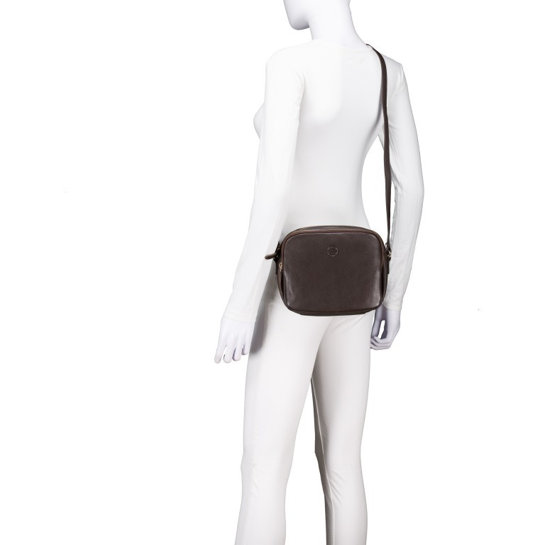 Umhängetasche Nappa Camera Bag mit Goldfittings Dunkelbraun, Farbe: braun, Marke: Hausfelder Manufaktur, EAN: 4065646020634, Abmessungen in cm: 22x17.5x5.5, Bild 5 von 6