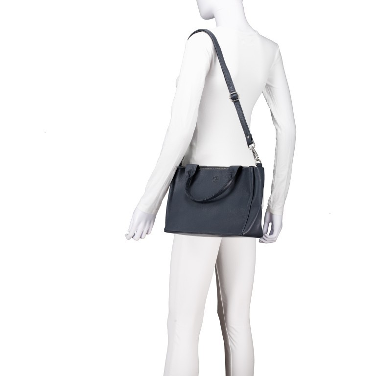 Handtasche Nappa Dunkelblau, Farbe: blau/petrol, Marke: Hausfelder Manufaktur, EAN: 4065646020689, Abmessungen in cm: 28x21x12, Bild 5 von 7