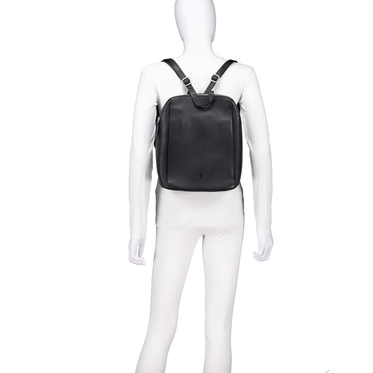Rucksack Nappa Schwarz, Farbe: schwarz, Marke: Hausfelder Manufaktur, EAN: 4065646022539, Abmessungen in cm: 27x31x14, Bild 5 von 6
