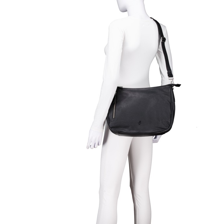 Beuteltasche Nappa Schwarz, Farbe: schwarz, Marke: Hausfelder Manufaktur, EAN: 4065646020733, Abmessungen in cm: 32.5x24.5x10, Bild 5 von 6