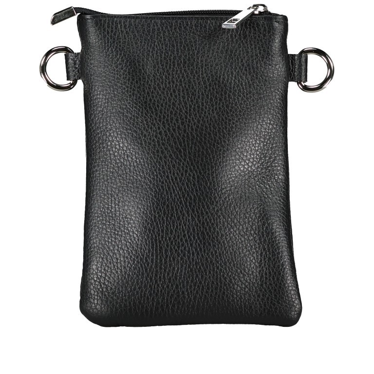 Umhängetasche / Handytasche mit Silberfittings Schwarz, Farbe: schwarz, Marke: Hausfelder Manufaktur, EAN: 4065646022256, Abmessungen in cm: 14.5x21x1.7, Bild 3 von 6