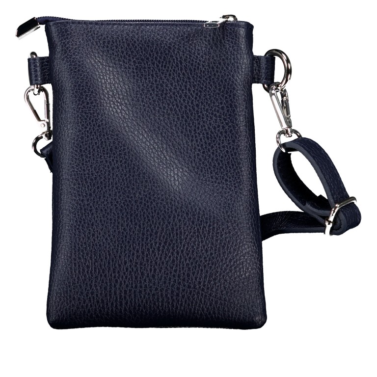 Umhängetasche / Handytasche mit Silberfittings Dunkelblau, Farbe: blau/petrol, Marke: Hausfelder Manufaktur, EAN: 4065646022263, Abmessungen in cm: 14.5x21x1.7, Bild 3 von 6