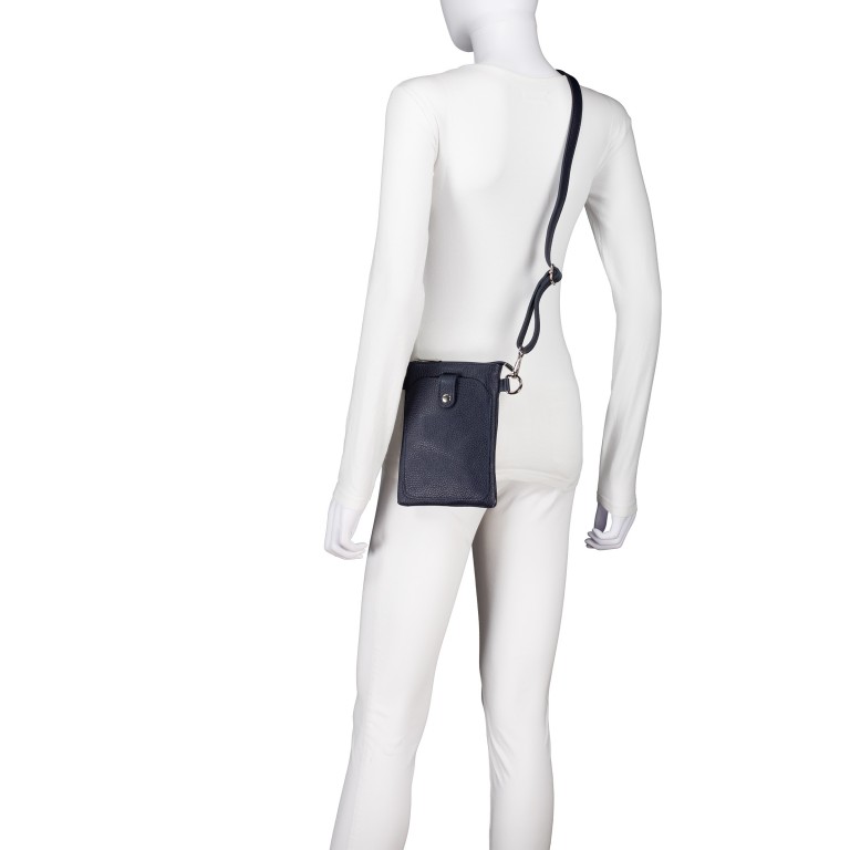 Umhängetasche / Handytasche mit Silberfittings Dunkelblau, Farbe: blau/petrol, Marke: Hausfelder Manufaktur, EAN: 4065646022263, Abmessungen in cm: 14.5x21x1.7, Bild 5 von 6