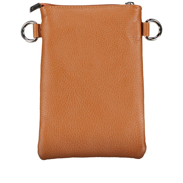 Umhängetasche / Handytasche mit Silberfittings Hellbraun, Farbe: braun, Marke: Hausfelder Manufaktur, EAN: 4065646022270, Abmessungen in cm: 14.5x21x1.7, Bild 3 von 6