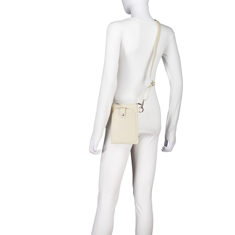 Umhängetasche / Handytasche mit Silberfittings Beige, Farbe: beige, Marke: Hausfelder Manufaktur, EAN: 4065646022294, Abmessungen in cm: 14.5x21x1.7, Bild 5 von 6