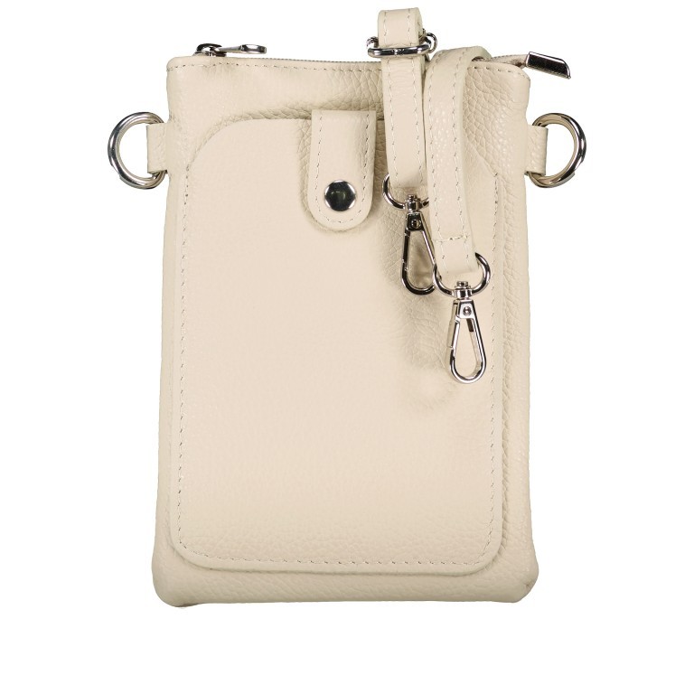 Umhängetasche / Handytasche mit Silberfittings Beige, Farbe: beige, Marke: Hausfelder Manufaktur, EAN: 4065646022294, Abmessungen in cm: 14.5x21x1.7, Bild 1 von 6