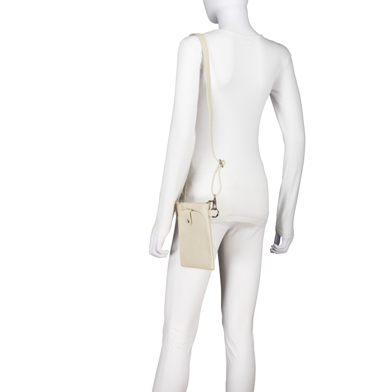Umhängetasche / Handytasche mit Silberfittings Beige, Farbe: beige, Marke: Hausfelder Manufaktur, EAN: 4065646022294, Abmessungen in cm: 14.5x21x1.7, Bild 4 von 6