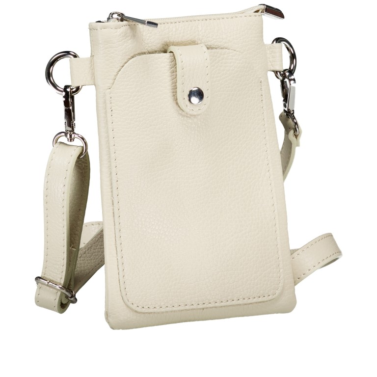 Umhängetasche / Handytasche mit Silberfittings Beige, Farbe: beige, Marke: Hausfelder Manufaktur, EAN: 4065646022294, Abmessungen in cm: 14.5x21x1.7, Bild 2 von 6