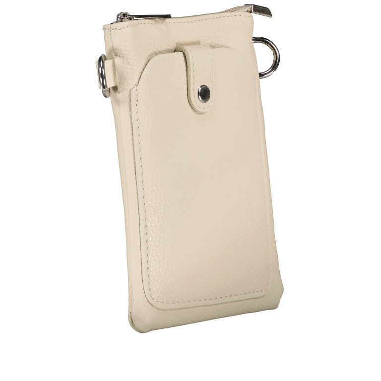 Umhängetasche / Handytasche mit Silberfittings Beige, Farbe: beige, Marke: Hausfelder Manufaktur, EAN: 4065646022294, Abmessungen in cm: 14.5x21x1.7, Bild 2 von 6