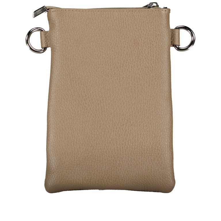 Umhängetasche / Handytasche mit Silberfittings Taupe, Farbe: taupe/khaki, Marke: Hausfelder Manufaktur, EAN: 4065646022300, Abmessungen in cm: 14.5x21x1.7, Bild 3 von 6