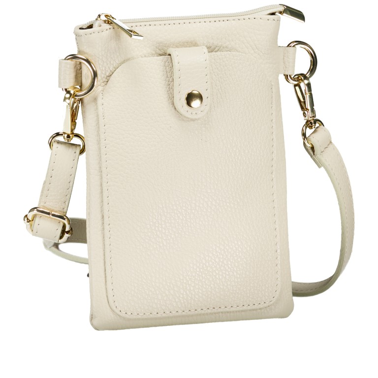 Umhängetasche / Handytasche mit Goldfittings Beige, Farbe: beige, Marke: Hausfelder Manufaktur, EAN: 4065646022331, Abmessungen in cm: 14.5x21x1.7, Bild 2 von 6