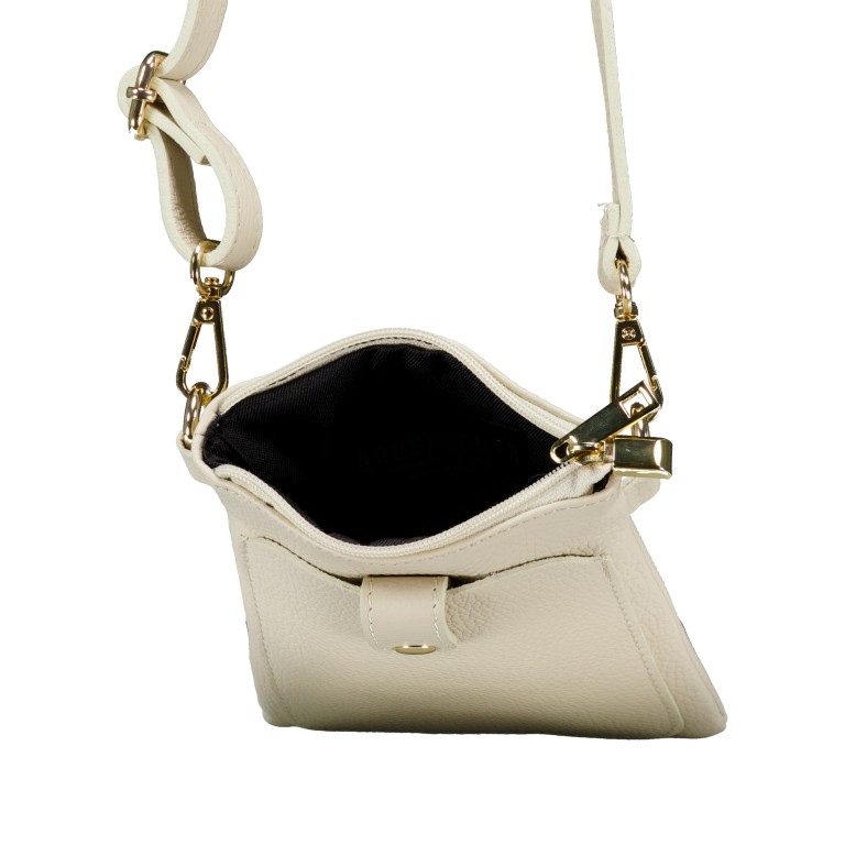 Umhängetasche / Handytasche mit Goldfittings Beige, Farbe: beige, Marke: Hausfelder Manufaktur, EAN: 4065646022331, Abmessungen in cm: 14.5x21x1.7, Bild 6 von 6