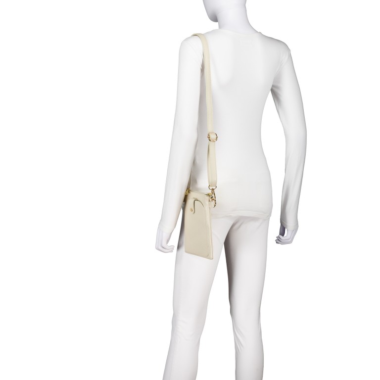 Umhängetasche / Handytasche mit Goldfittings Beige, Farbe: beige, Marke: Hausfelder Manufaktur, EAN: 4065646022331, Abmessungen in cm: 14.5x21x1.7, Bild 4 von 6