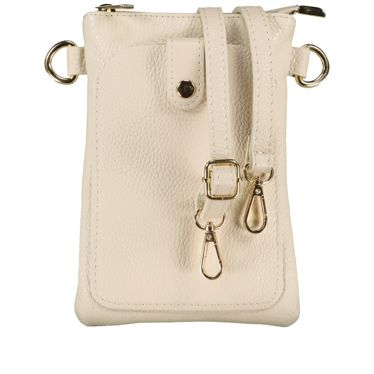 Umhängetasche / Handytasche mit Goldfittings Beige, Farbe: beige, Marke: Hausfelder Manufaktur, EAN: 4065646022331, Abmessungen in cm: 14.5x21x1.7, Bild 1 von 6