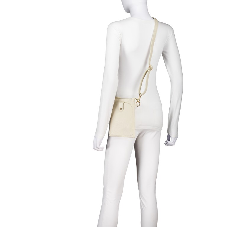 Umhängetasche / Handytasche mit Goldfittings Beige, Farbe: beige, Marke: Hausfelder Manufaktur, EAN: 4065646022331, Abmessungen in cm: 14.5x21x1.7, Bild 5 von 6