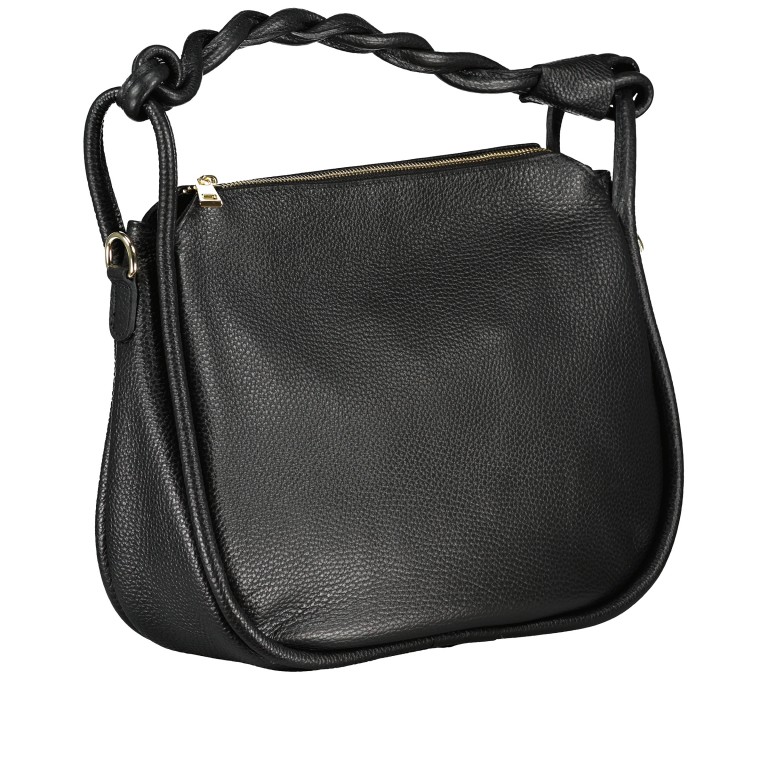 Beuteltasche mit Goldfittings Schwarz, Farbe: schwarz, Marke: Hausfelder Manufaktur, EAN: 4065646022355, Abmessungen in cm: 32.5x24.5x10.2, Bild 2 von 8