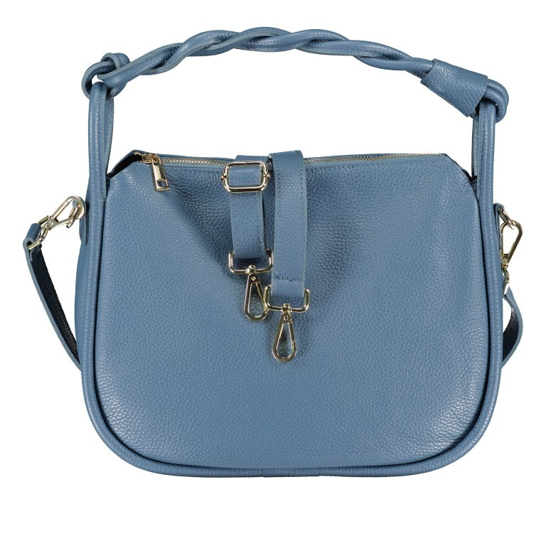 Beuteltasche mit Goldfittings Hellblau, Farbe: blau/petrol, Marke: Hausfelder Manufaktur, EAN: 4065646022386, Abmessungen in cm: 32.5x24.5x10.2, Bild 1 von 8