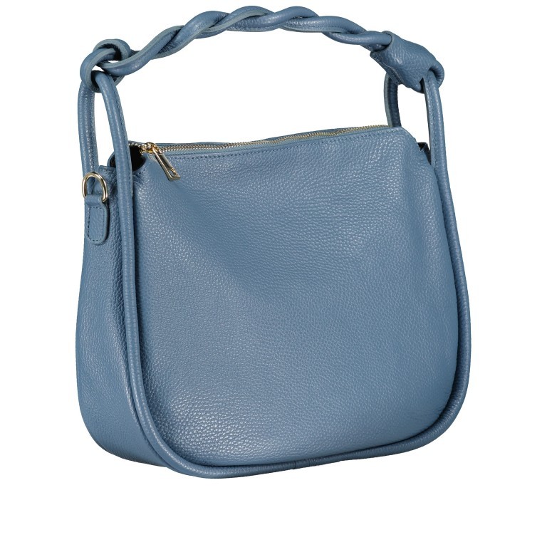 Beuteltasche mit Goldfittings Hellblau, Farbe: blau/petrol, Marke: Hausfelder Manufaktur, EAN: 4065646022386, Abmessungen in cm: 32.5x24.5x10.2, Bild 2 von 8