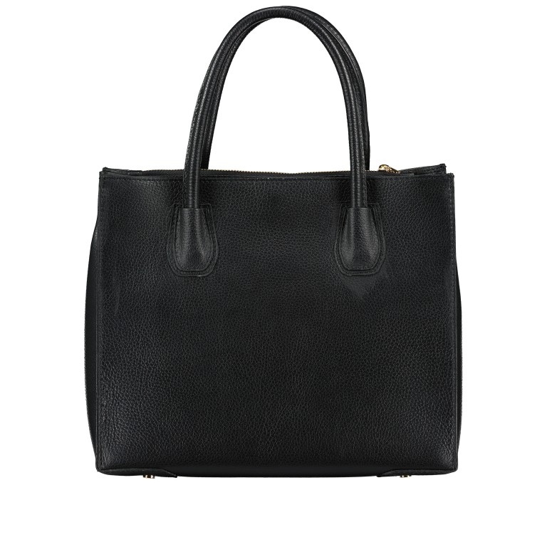 Handtasche mit Goldfittings Schwarz, Farbe: schwarz, Marke: Hausfelder Manufaktur, EAN: 4065646022485, Abmessungen in cm: 31.5x27x14, Bild 3 von 7