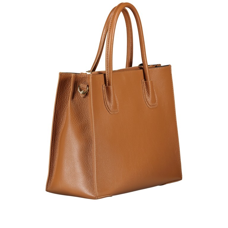 Handtasche mit Goldfittings Hellbraun, Farbe: braun, Marke: Hausfelder Manufaktur, EAN: 4065646022492, Abmessungen in cm: 31.5x27x14, Bild 2 von 7