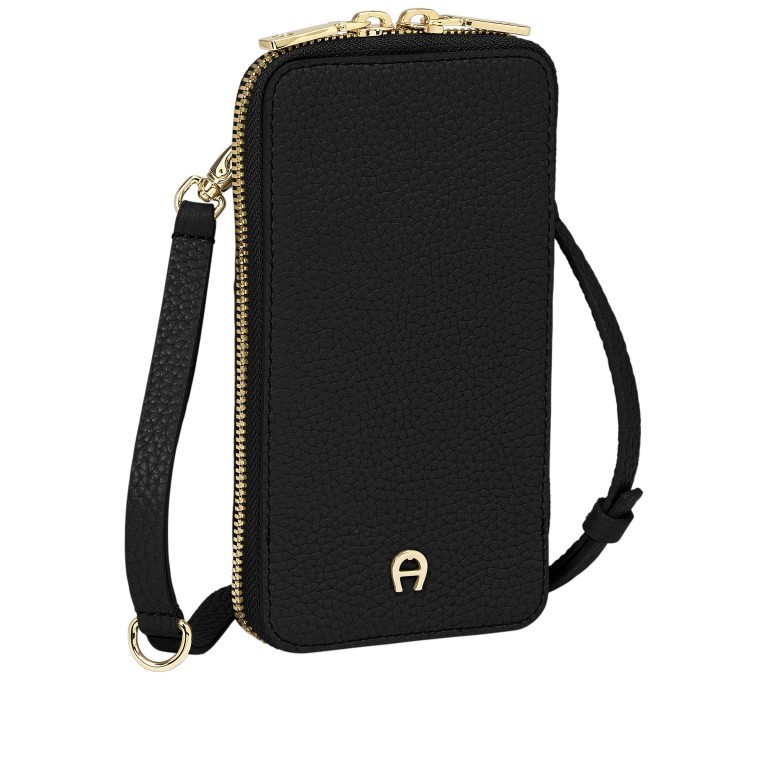 Handytasche Fashion Mobile Bag 163-180 Black Gold, Farbe: schwarz, Marke: AIGNER, EAN: 4055539453281, Abmessungen in cm: 9x17x2, Bild 2 von 6