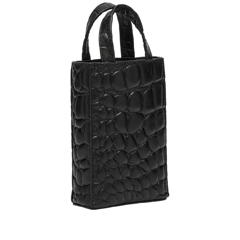 Handtasche Paper Bag Tote XXS Waxy Kroko Black, Farbe: schwarz, Marke: Liebeskind Berlin, EAN: 4099593012305, Abmessungen in cm: 11.5x16.5x4.5, Bild 2 von 5