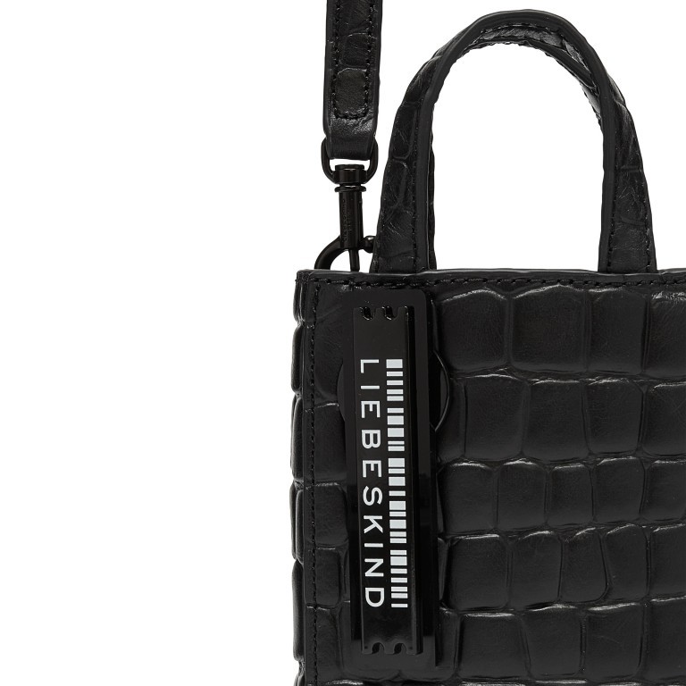 Handtasche Paper Bag Tote XXS Waxy Kroko Black, Farbe: schwarz, Marke: Liebeskind Berlin, EAN: 4099593012305, Abmessungen in cm: 11.5x16.5x4.5, Bild 5 von 5
