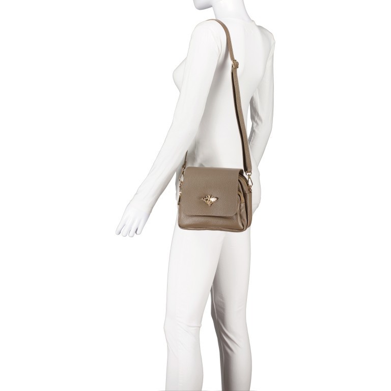 Umhängetasche Taupe, Farbe: taupe/khaki, Marke: Hausfelder Manufaktur, EAN: 4065646012806, Abmessungen in cm: 20.5x19x8, Bild 4 von 6