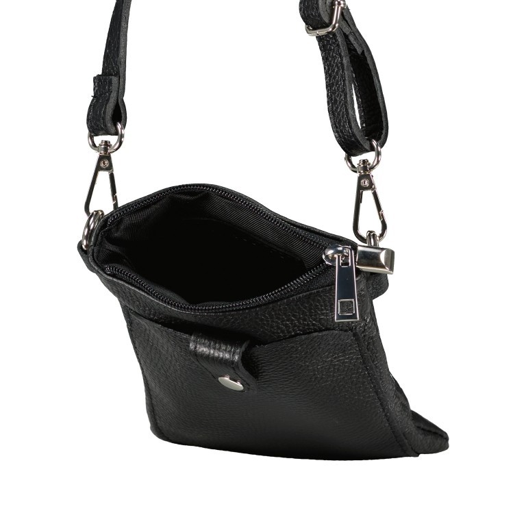 Umhängetasche / Handytasche mit austauschbaren Riemen und Silberfittings Hellbraun, Farbe: braun, Marke: Hausfelder Manufaktur, EAN: 4065646017207, Abmessungen in cm: 14.5x20.5x1, Bild 6 von 6