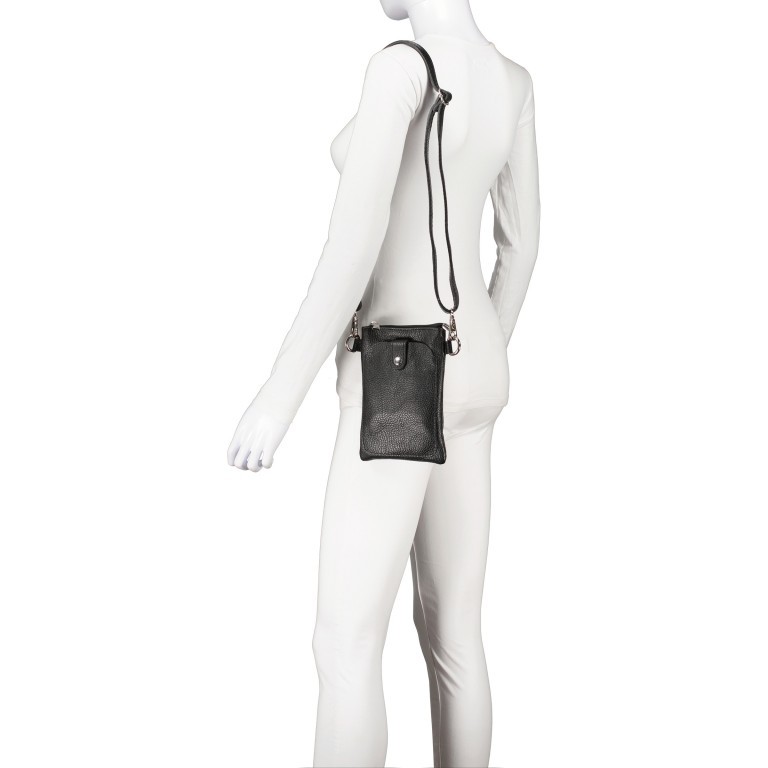 Umhängetasche / Handytasche mit austauschbaren Riemen und Silberfittings Hellbraun, Farbe: braun, Marke: Hausfelder Manufaktur, EAN: 4065646017207, Abmessungen in cm: 14.5x20.5x1, Bild 4 von 6