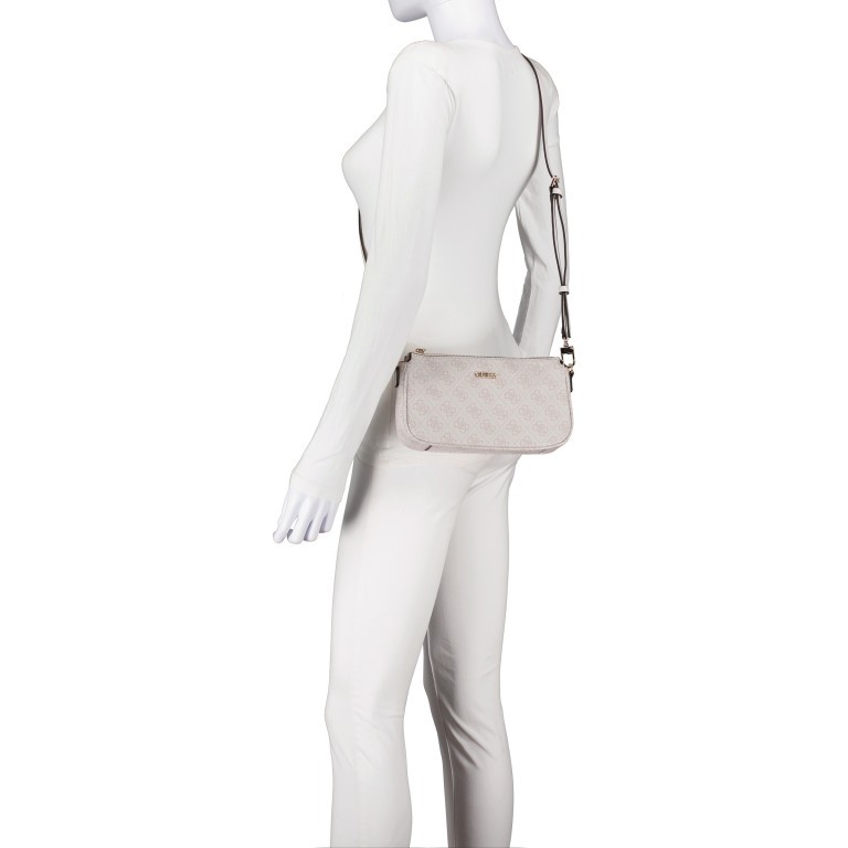 Umhängetasche Noelle Double Pouch Crossbody S Latte Logo, Farbe: beige, Marke: Guess, EAN: 0190231710691, Abmessungen in cm: 24x14x4, Bild 6 von 7