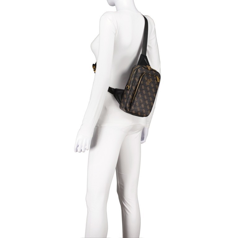 Umhängetasche Vezzola Eco Sling Bag Brown Ochre, Farbe: braun, Marke: Guess, EAN: 7622336918595, Abmessungen in cm: 15x23x4, Bild 4 von 5