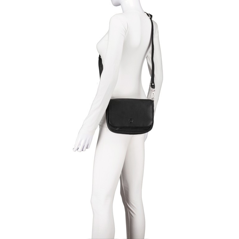 Umhängetasche Nappa, Farbe: schwarz, blau/petrol, beige, weiß, Marke: Hausfelder Manufaktur, Abmessungen in cm: 22x15.5x4.5, Bild 7 von 8
