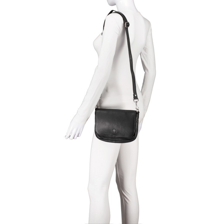 Umhängetasche Nappa, Farbe: schwarz, blau/petrol, beige, weiß, Marke: Hausfelder Manufaktur, Abmessungen in cm: 22x15.5x4.5, Bild 6 von 8