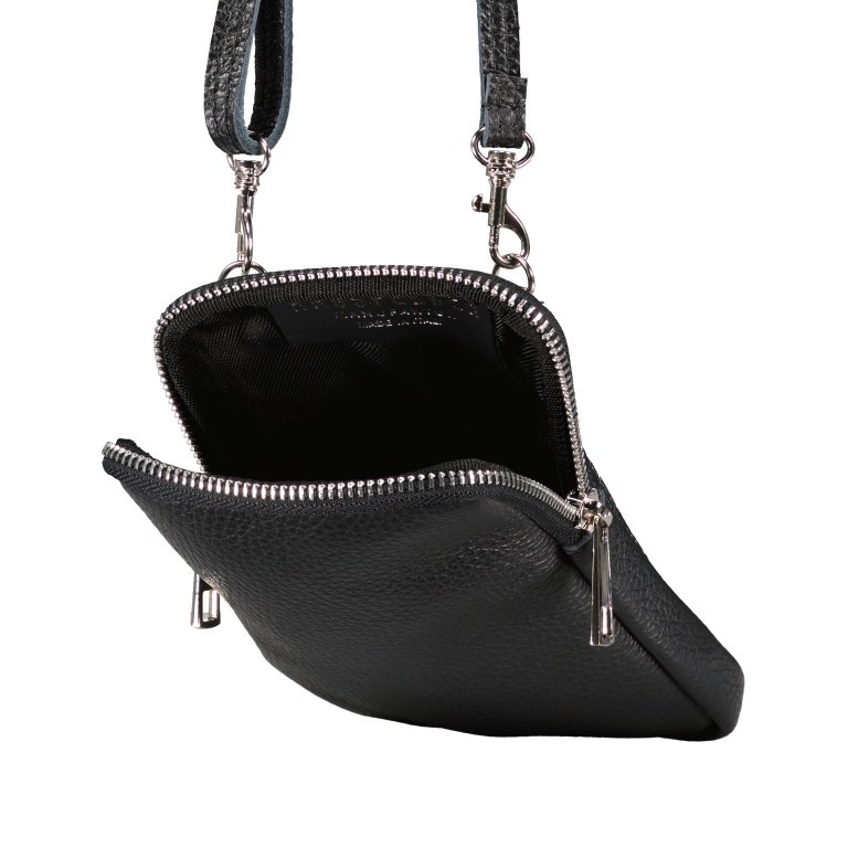 Umhängetasche / Handytasche mit austauschbaren Riemen und Silberfittings Taupe, Farbe: taupe/khaki, Marke: Hausfelder Manufaktur, EAN: 4065646018310, Abmessungen in cm: 11x17.5x2, Bild 6 von 6