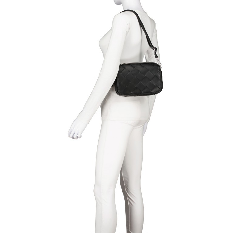 Umhängetasche Weave Emily Silky Leather Black, Farbe: schwarz, Marke: Les Visionnaires, EAN: 4262415526780, Abmessungen in cm: 24x16x6.3, Bild 5 von 9