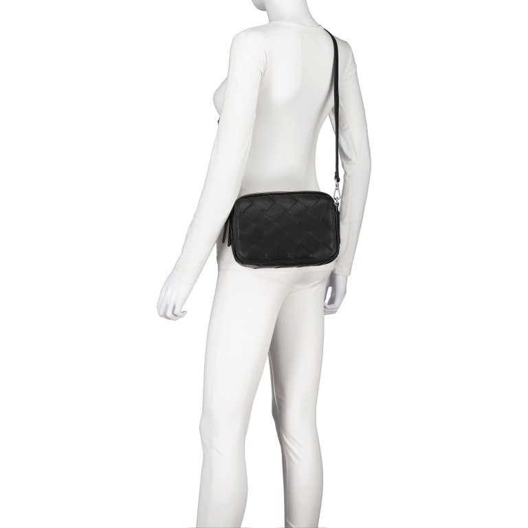 Umhängetasche Weave Emily Silky Leather Black, Farbe: schwarz, Marke: Les Visionnaires, EAN: 4262415526780, Abmessungen in cm: 24x16x6.3, Bild 7 von 9