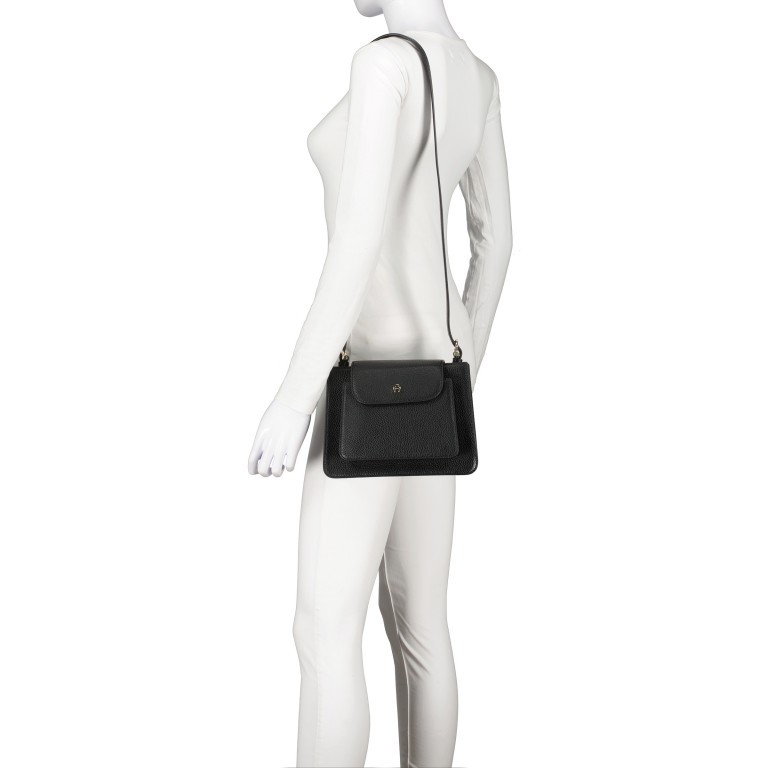 Handtasche Delia S, Farbe: schwarz, beige, Marke: AIGNER, Abmessungen in cm: 23x20x8, Bild 4 von 5