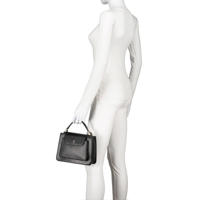 Handtasche Delia S, Farbe: schwarz, beige, Marke: AIGNER, Abmessungen in cm: 23x20x8, Bild 3 von 5